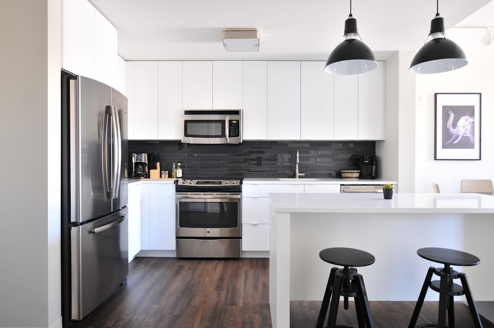 Modern kitchen with polished countertops after a deep clean